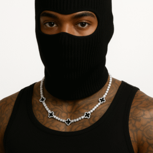 Black Clover Moissanite Tennis Chain