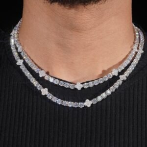 Clover ( WHITE ) Moissanite Tennis Chain