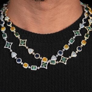 Moissanite Mixed Gemstones Tennis Chain