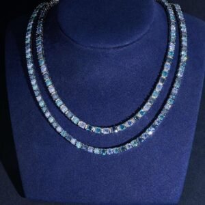 BLUE 5MM Moissanite Tennis Chain ( ASSCHER CUT )