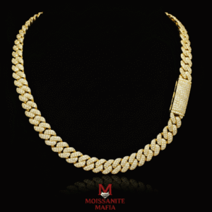 10 MM Cuban Link Chain Gold : White