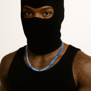 5MM Blue Moissanite Tennis Chain ( ROUND CUT )